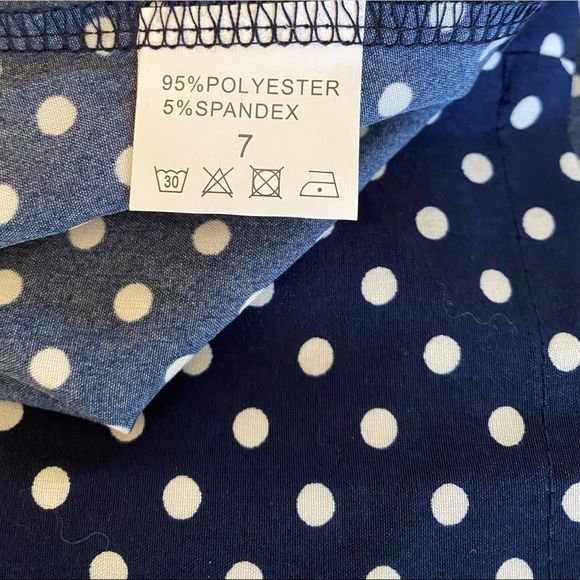CLEARANCE 90’s Vintage Dress Navy & White Polka Dot Flutter Sleeve Size Large - Picture 6 of 9